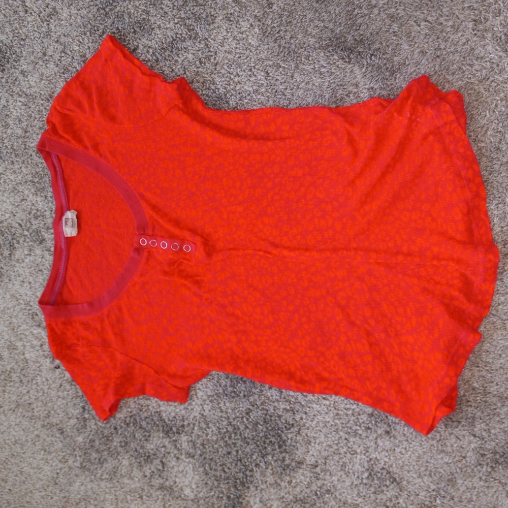 XXL lei hot pink half button see through T-shirt